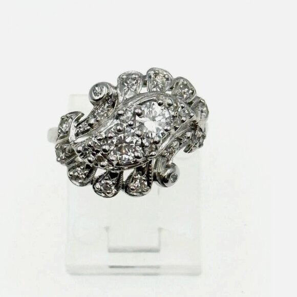 14K White Gold 1.00ctw Estate Natural Diamond Ring - Picture 1 of 5